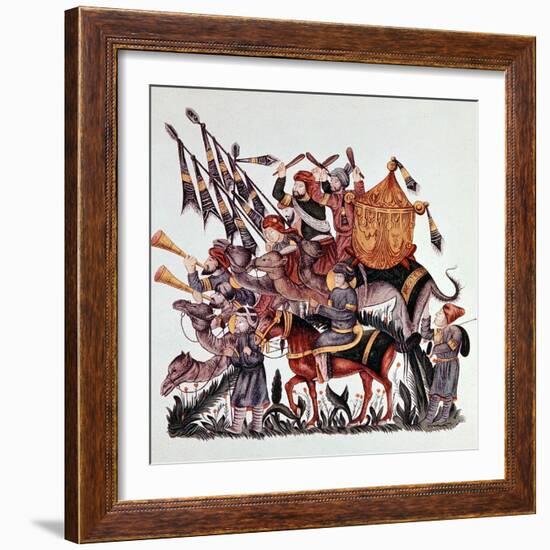 Standard Bearers, Drummers and Trumpeters of a Saracen Army, 13th Century-null-Framed Giclee Print