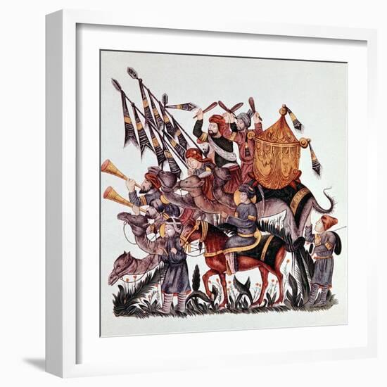 Standard Bearers, Drummers and Trumpeters of a Saracen Army, 13th Century-null-Framed Giclee Print