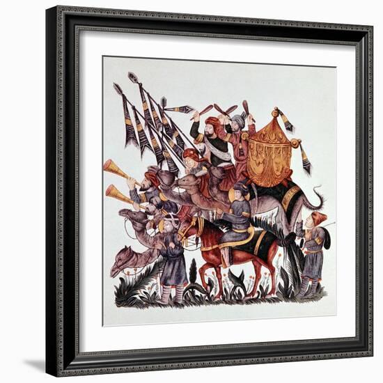 Standard Bearers, Drummers and Trumpeters of a Saracen Army, 13th Century-null-Framed Giclee Print