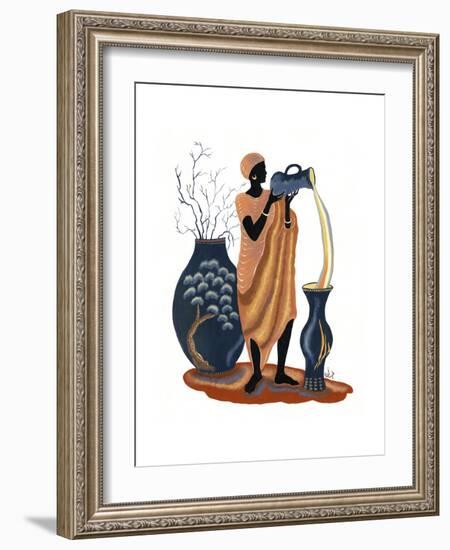 Standing and Pouring Orange Dress-Judy Mastrangelo-Framed Giclee Print