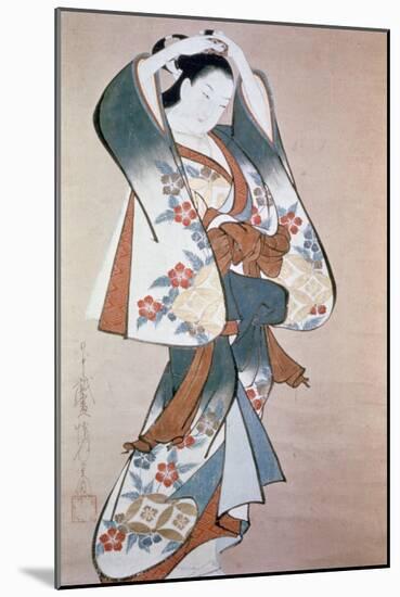 Standing Beauty Arranging Her Hair, C1714-Ando Kaigetsudo-Mounted Giclee Print