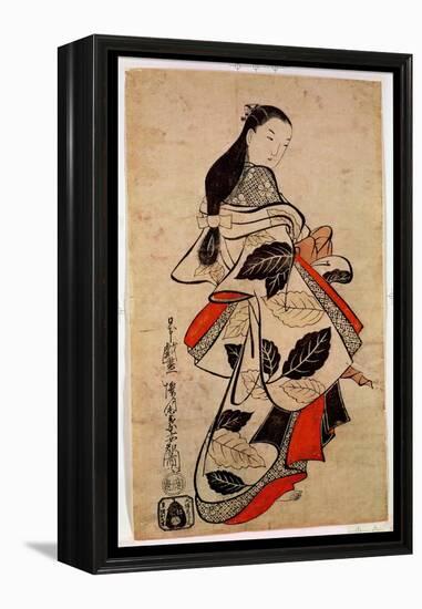 Standing Courtesan, Pub. 1710, (Kakemono-E Size, Hand-Coloured Woodblock Print)-Kaigetsudo Anchi-Framed Premier Image Canvas