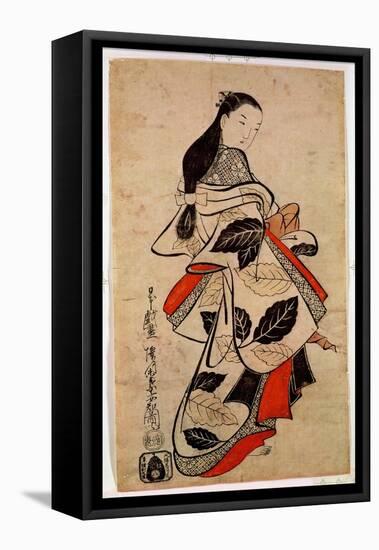 Standing Courtesan, Pub. 1710, (Kakemono-E Size, Hand-Coloured Woodblock Print)-Kaigetsudo Anchi-Framed Premier Image Canvas