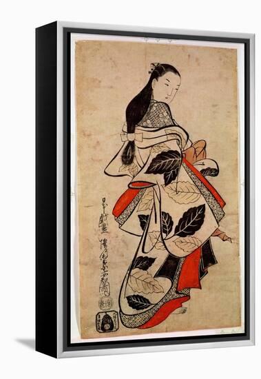 Standing Courtesan, Pub. 1710, (Kakemono-E Size, Hand-Coloured Woodblock Print)-Kaigetsudo Anchi-Framed Premier Image Canvas