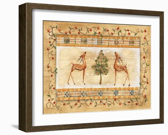 Standing Deer with Tree-Cheri Blum-Framed Art Print