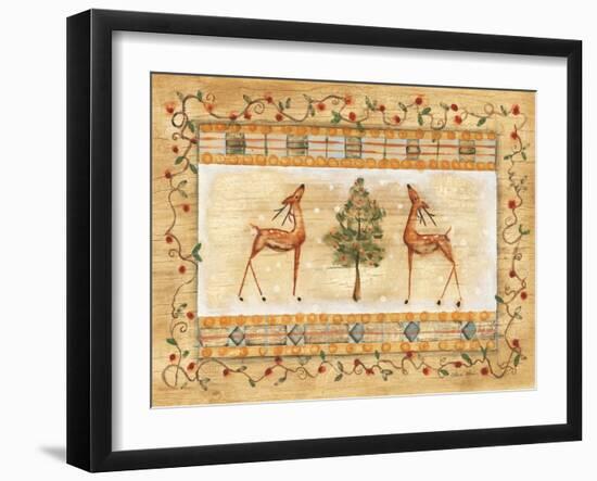 Standing Deer with Tree-Cheri Blum-Framed Art Print