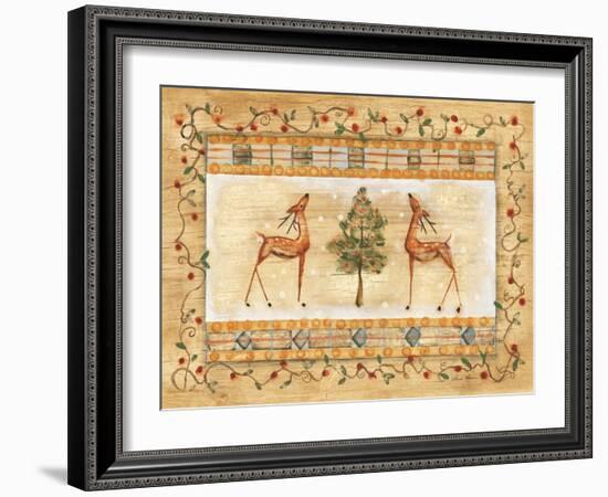 Standing Deer with Tree-Cheri Blum-Framed Art Print