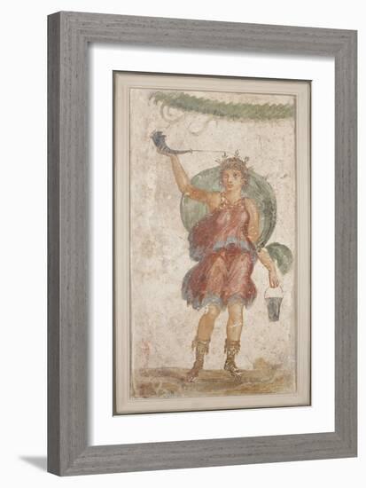 Standing Deity Holding a Horn and Bucket, from Pompeii (Fresco)-Roman-Framed Giclee Print