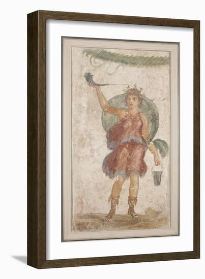 Standing Deity Holding a Horn and Bucket, from Pompeii (Fresco)-Roman-Framed Giclee Print