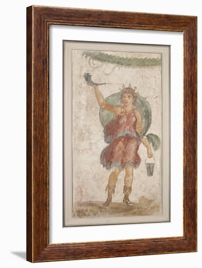 Standing Deity Holding a Horn and Bucket, from Pompeii (Fresco)-Roman-Framed Giclee Print