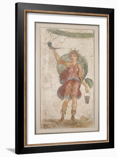 Standing Deity Holding a Horn and Bucket, from Pompeii (Fresco)-Roman-Framed Giclee Print