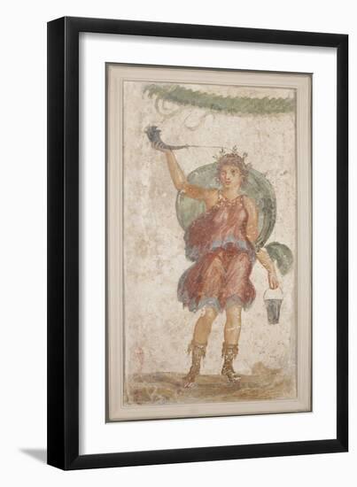 Standing Deity Holding a Horn and Bucket, from Pompeii (Fresco)-Roman-Framed Giclee Print