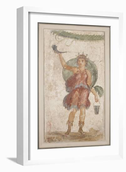 Standing Deity Holding a Horn and Bucket, from Pompeii (Fresco)-Roman-Framed Giclee Print