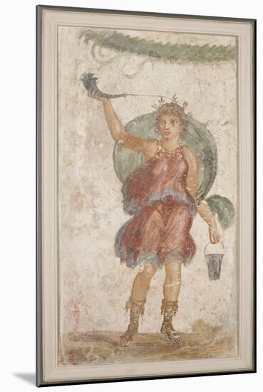 Standing Deity Holding a Horn and Bucket, from Pompeii (Fresco)-Roman-Mounted Giclee Print