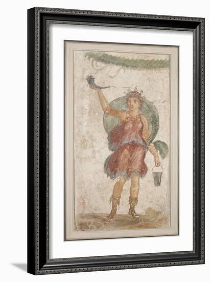 Standing Deity Holding a Horn and Bucket, from Pompeii (Fresco)-Roman-Framed Giclee Print