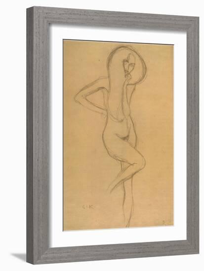 Standing Female Nude with Raised Right Leg-Gustav Klimt-Framed Giclee Print