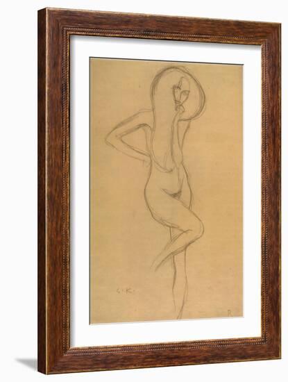 Standing Female Nude with Raised Right Leg-Gustav Klimt-Framed Giclee Print