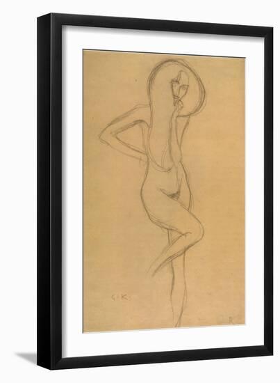 Standing Female Nude with Raised Right Leg-Gustav Klimt-Framed Giclee Print