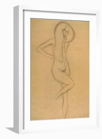 Standing Female Nude with Raised Right Leg-Gustav Klimt-Framed Giclee Print