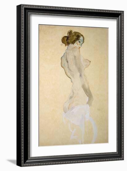 Standing Female Nude with White Shirt, 1912-Egon Schiele-Framed Giclee Print