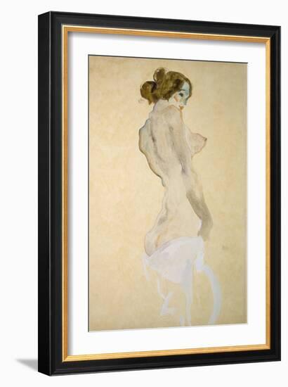 Standing Female Nude with White Shirt, 1912-Egon Schiele-Framed Giclee Print