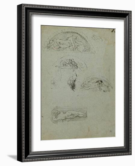 Standing Figure in a Niche and Studies for the Ugolino Group, 1857-58-Jean-Baptiste Carpeaux-Framed Giclee Print