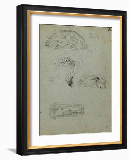 Standing Figure in a Niche and Studies for the Ugolino Group, 1857-58-Jean-Baptiste Carpeaux-Framed Giclee Print