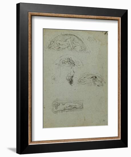 Standing Figure in a Niche and Studies for the Ugolino Group, 1857-58-Jean-Baptiste Carpeaux-Framed Giclee Print