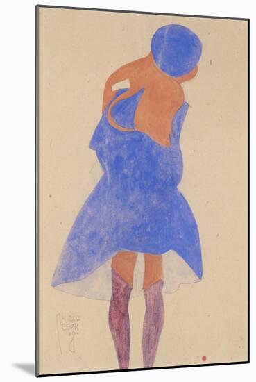 Standing Girl, Back View, 1908-Egon Schiele-Mounted Giclee Print