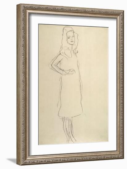 Standing Girl in Coat with Hand on Hip-Gustav Klimt-Framed Giclee Print