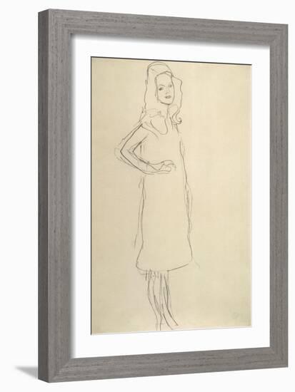 Standing Girl in Coat with Hand on Hip-Gustav Klimt-Framed Giclee Print