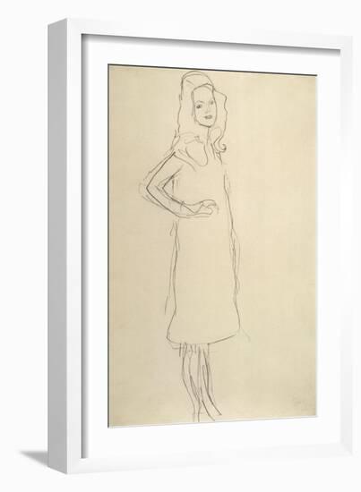 Standing Girl in Coat with Hand on Hip-Gustav Klimt-Framed Giclee Print