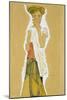 Standing Girl in White Petticoat, 1911 (Gouache on Paper)-Egon Schiele-Mounted Giclee Print