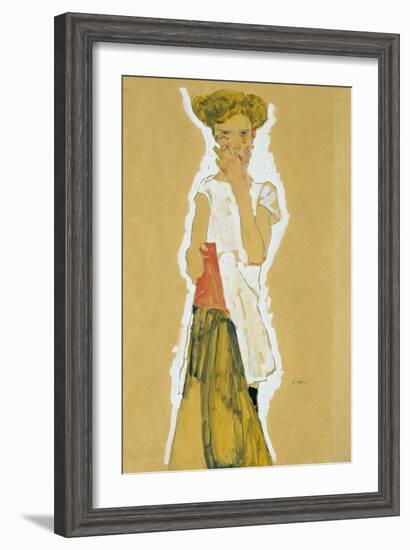 Standing Girl in White Petticoat-Egon Schiele-Framed Giclee Print