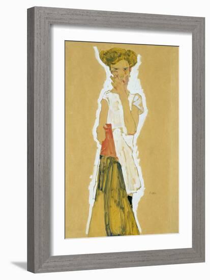 Standing Girl in White Petticoat-Egon Schiele-Framed Giclee Print