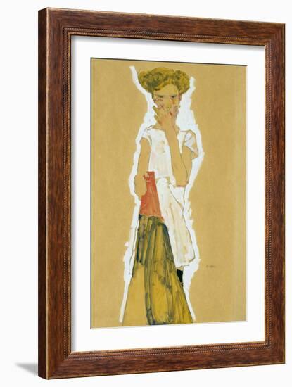 Standing Girl in White Petticoat-Egon Schiele-Framed Giclee Print