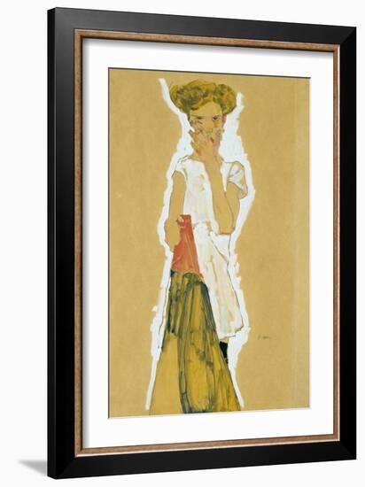 Standing Girl in White Petticoat-Egon Schiele-Framed Giclee Print