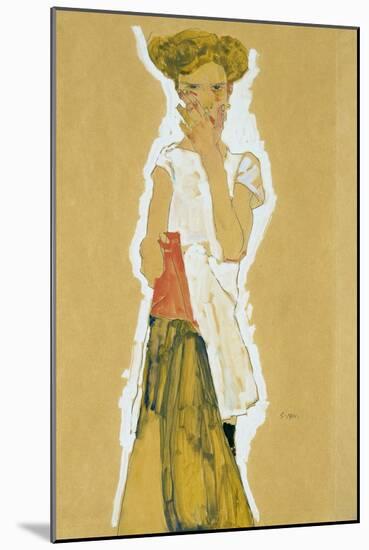 Standing Girl in White Petticoat-Egon Schiele-Mounted Giclee Print