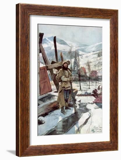 Standing Guard Near Metzeral, Alsace, January 1916-Francois Flameng-Framed Giclee Print