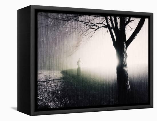 Standing in the Rain under Tree-Jan Lakey-Framed Premier Image Canvas