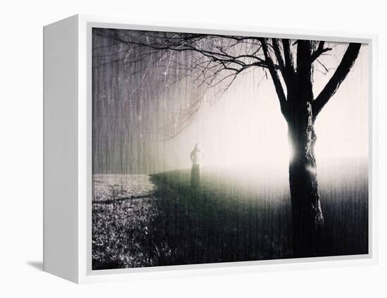 Standing in the Rain under Tree-Jan Lakey-Framed Premier Image Canvas