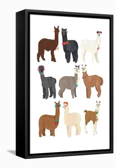 Standing Llamas in Glasses-Hanna Melin-Framed Stretched Canvas