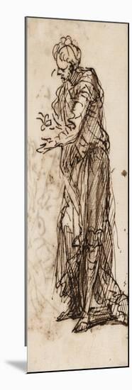 Standing Male Figure (Pen and Ink & Wash on Paper)-Salvator Rosa-Mounted Giclee Print