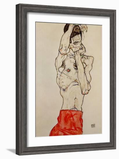 Standing Male Nude with Red Loincloth, 1914-Egon Schiele-Framed Giclee Print