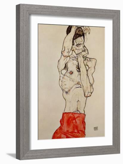 Standing Male Nude with Red Loincloth, 1914-Egon Schiele-Framed Giclee Print