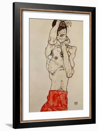 Standing Male Nude with Red Loincloth, 1914-Egon Schiele-Framed Giclee Print