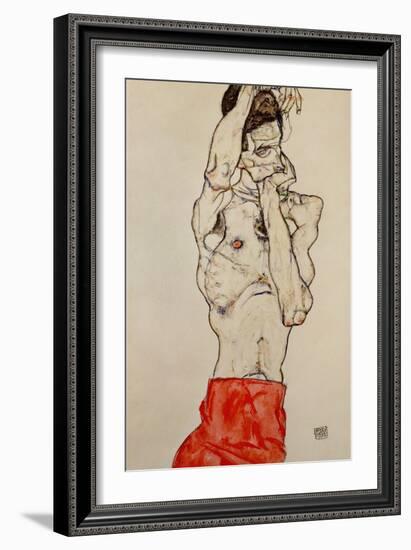 Standing Male Nude with Red Loincloth, 1914-Egon Schiele-Framed Giclee Print