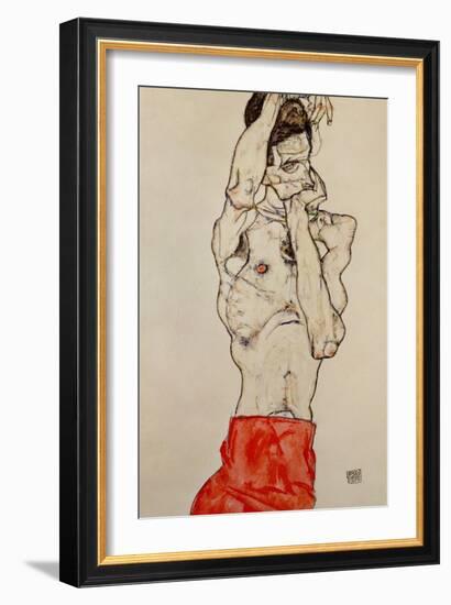 Standing Male Nude with Red Loincloth, 1914-Egon Schiele-Framed Giclee Print