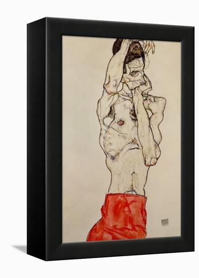 Standing Male Nude with Red Loincloth, 1914-Egon Schiele-Framed Premier Image Canvas