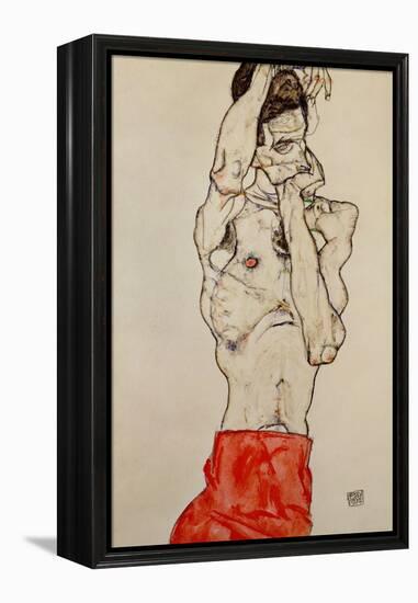 Standing Male Nude with Red Loincloth, 1914-Egon Schiele-Framed Premier Image Canvas